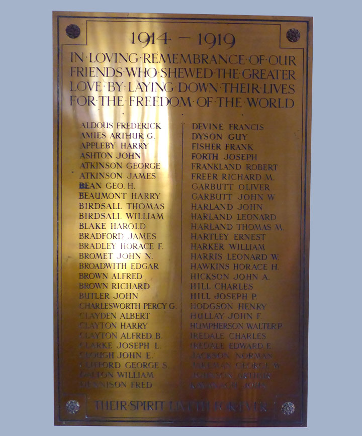 World War 1 memorial plaque