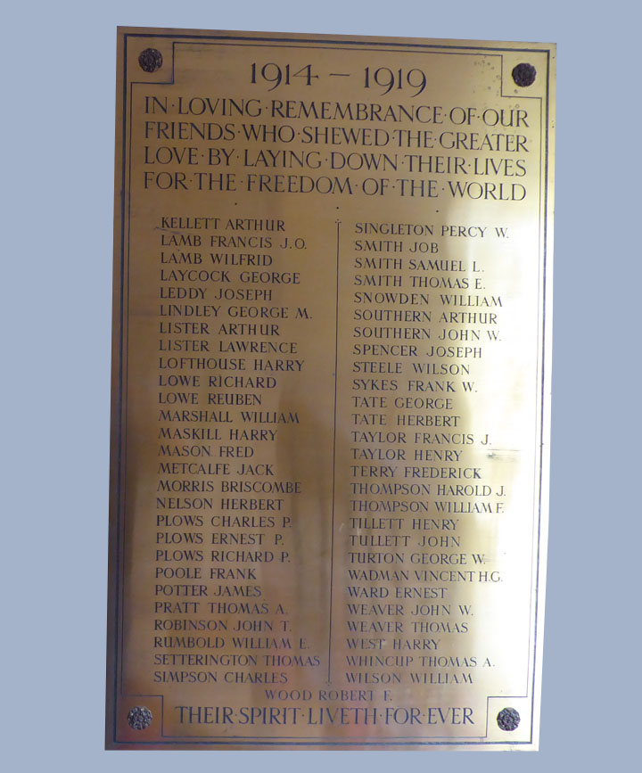 World War 1 memorial plaque